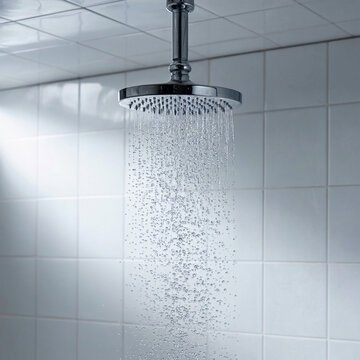 Regadera de Ducha Lanzando Chorro de Agua