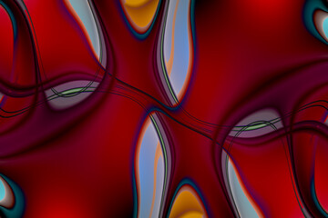 abstract contemporary abstraction image, symmetrical shape. minimalistic elegant vertical curvy shape with hole in middle, earth tones red, lilac, orange.