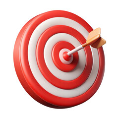 3d dartboard with arrow hit isolated on transparent background
