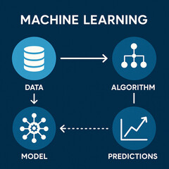 Exploring the process of machine learning from data to predictions in a visual representation of algorithms