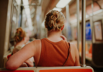 young woman on the New York City subway