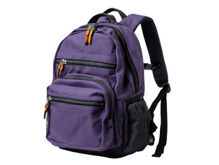 A practical purple canvas backpack for everyday use isolated on transparent background