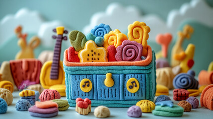 Fototapeta premium easter cake and easter eggs