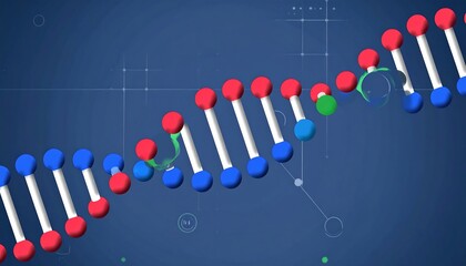 DNA double helix, animated, with various colors