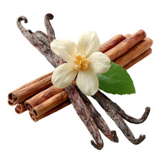 Aromatic vanilla beans and cinnamon sticks combined with delicate flower