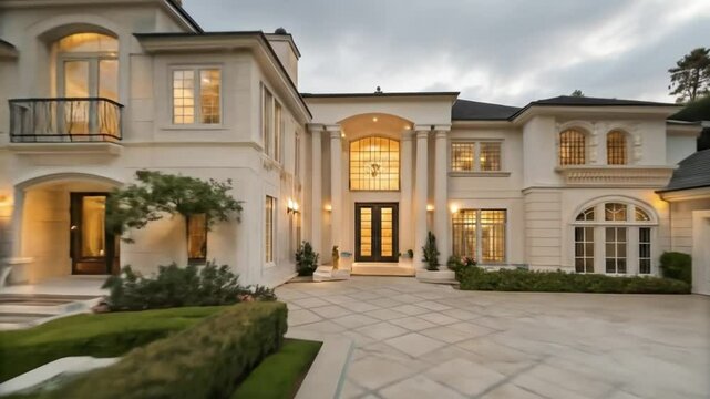 Luxury real estate mansion home design architecture and swimming pool in exclusive neighborhood estate property