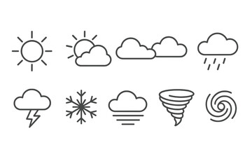 Weather, forecast outline icon set. simple meteorology, climate vector symbols