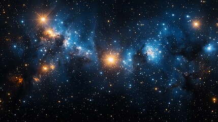 Stunning cosmic landscape featuring bright stars and vibrant nebulas in deep space. Ideal for astronomy enthusiasts and space exploration themes.