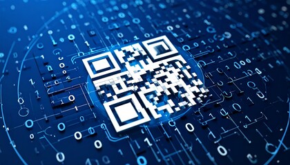 QR code on a digital circuit board