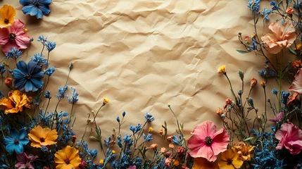Photo sur Plexiglas vintage background with flowers and butterflies
