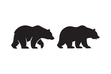 Fototapeta premium Bear silhouettes walking side by side on a white background