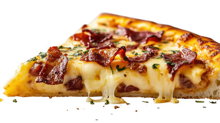 a slice of pizza on white background 