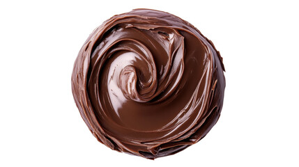 a swirled chocolate spread on white background