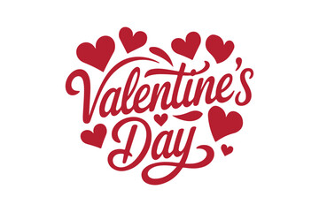 Elegant red script valentine s day surrounded by hearts