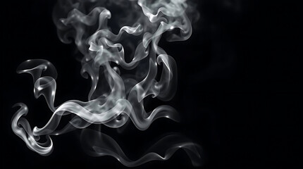 Fototapeta premium White smoke gently curls and dances against a dark background