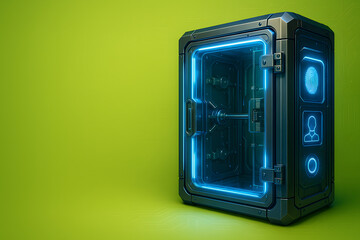 Futuristic Biometric Vault with Advanced Authentication Security for High-Tech Protection
