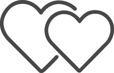 Outlined Hearts Icon, Love Theme. Two heart beats