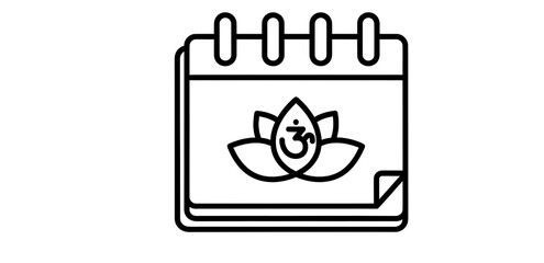 A schedule showing a lotus flower with Om symbol indicates a mindfulness activity or wellness reminder for a tranquil lifestyle with spiritual focus.