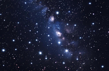 Fototapeta premium Bright Star Cluster and Nebula in a Crowded Starfield