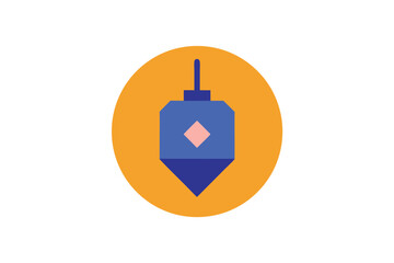 Fototapeta premium Modern Flat Dreidel Inside Circle On Background