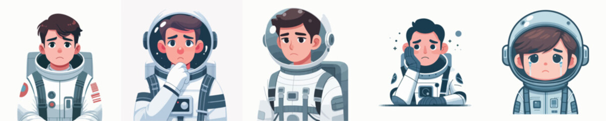 sad expression astronaut character vector