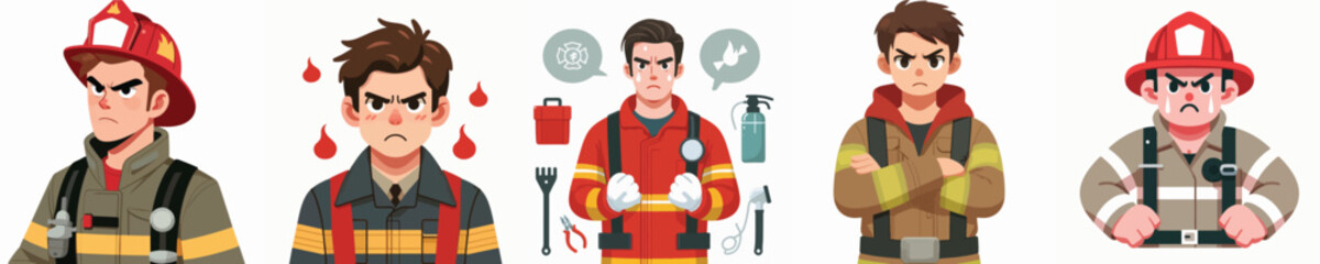 angry expression fire extinguisher character vector