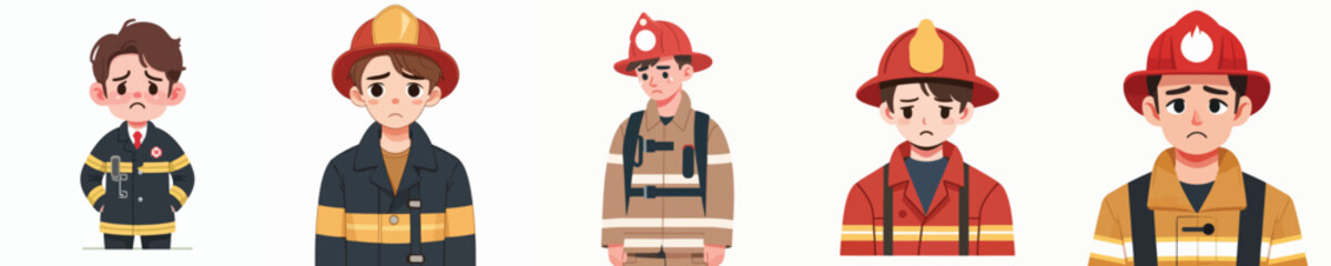 sad expression firefighter character vector