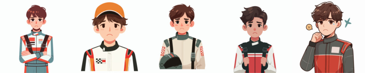 sad expression racer character vector