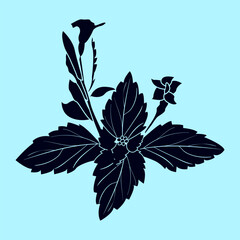 Stylized wild grass and flowers in symmetrical silhouette design. Perfect for nature prints, botanical themes, herbal packaging, eco logos, and vintage-inspired artworks.