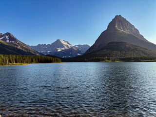 Glacier National Park at swiftcurrent lake in the late afternoon 