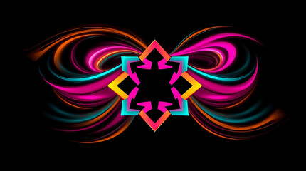Abstract colorful swirling design with geometric center