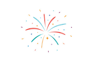 Fototapeta premium Watercolor Burst With Paper Confetti And Fireworks