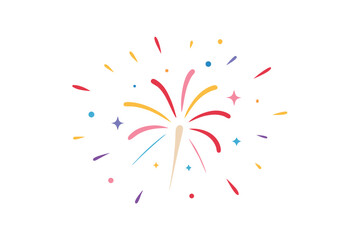 Watercolor Burst With Paper Confetti And Fireworks