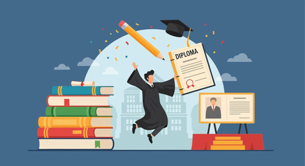 Celebrating Graduation Educational Attainment Achievement Academic Excellence And Bright Future