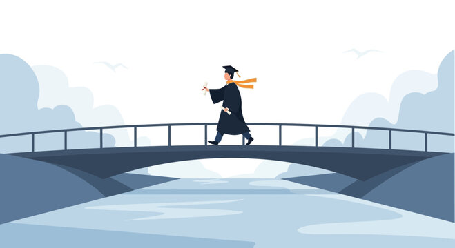 Celebrating Graduation Reaching New Milestones And Crossing Bridge To Future Success