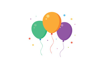Colorful Balloons And Confetti Border With Subtle Shadow