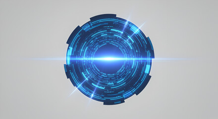 Futuristic blue tech circle with light