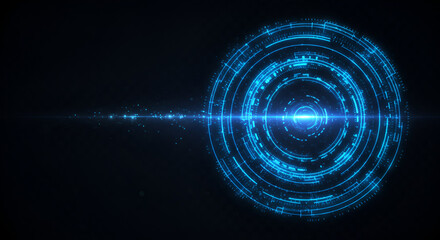 Glowing blue abstract hitech eye