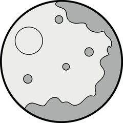 Gray Cratered Moon Surface Vector Illustration