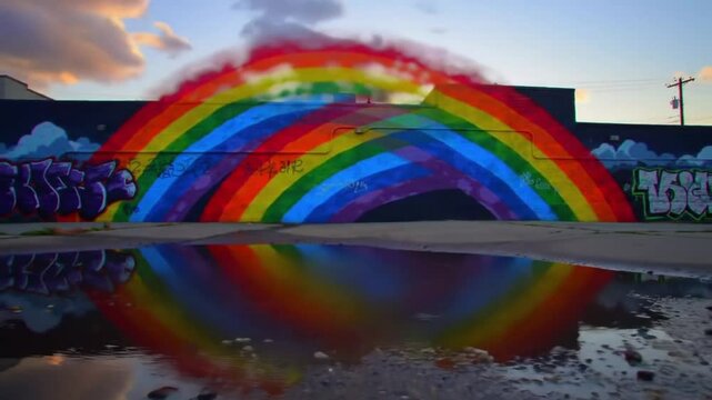 Brilliant rainbow arches over calm water, promising hope after passing storms
