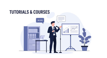 Business Presentation And Professional Training Seminar Illustration Concept