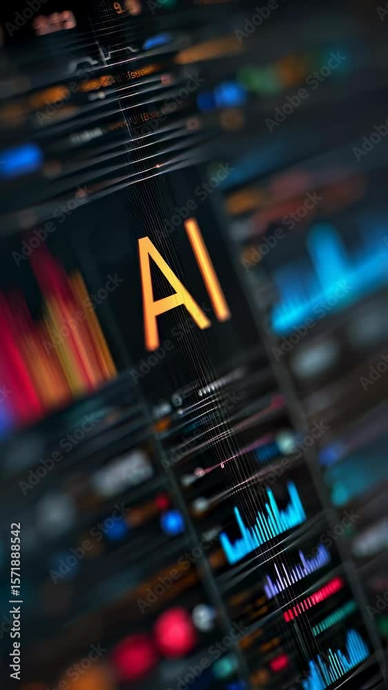 Aufkleber artificial intelligence software processing big data on a computer screen displaying various charts,