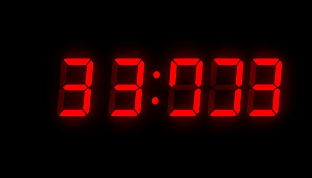 Red digital clock displaying 2322