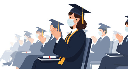 Graduation Ceremony With Face Masks During Pandemic Times Educational