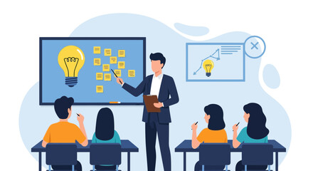 Creative Business Team Brainstorming Strategy Presentation Concept Meeting or Training Seminar