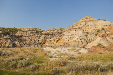 The Badlands rock formations at Theodore Roosevelt National Park, North Dakota