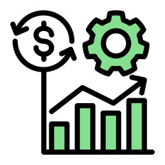 Economic Activity Cycle Icon from Accounting Icon Collection (Solid Color Lineal Style)