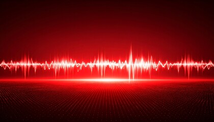 Red glowing sound waves over a dotted red surface