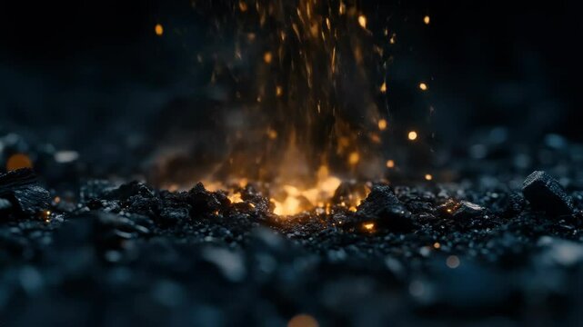 Glowing embers on dark ground