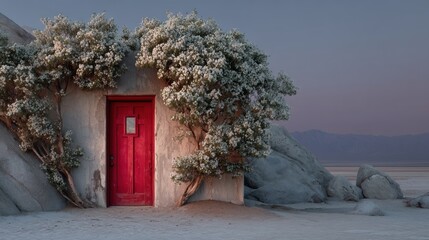 Desert doorway in chaotic landscape  highresolution image